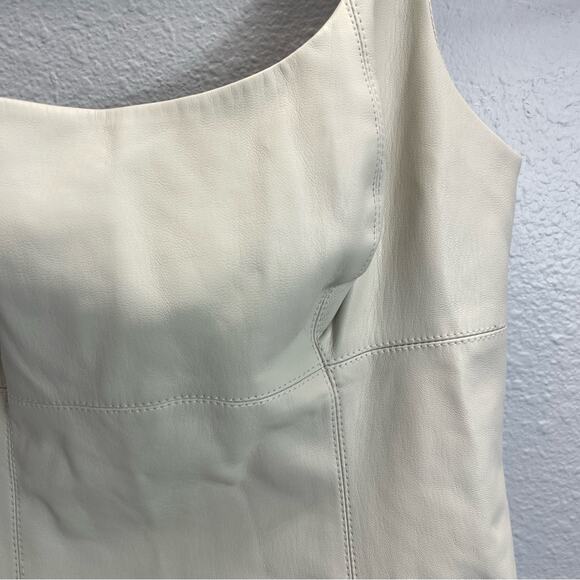 Maeve Cream Faux Leather Square Neck Mini Dress - Picture 7 of 10